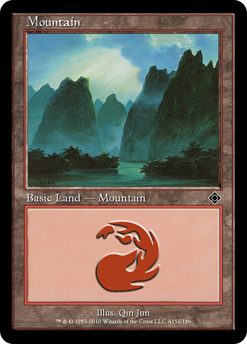 Mountain — Magic Online Theme Decks #A151, art by Qin Jun