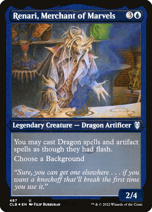 Renari, Merchant of Marvels — Commander Legends: Battle for Baldur's Gate #487, art by Filip Burburan