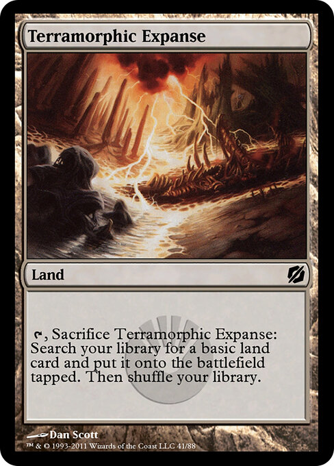 Terramorphic Expanse — Duel Decks: Mirrodin Pure vs. New Phyrexia #41, art by Dan Murayama Scott
