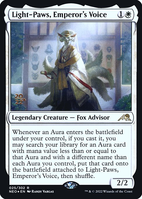 Light-Paws, Emperor's Voice — Kamigawa: Neon Dynasty Promos #25s, art by Randy Vargas