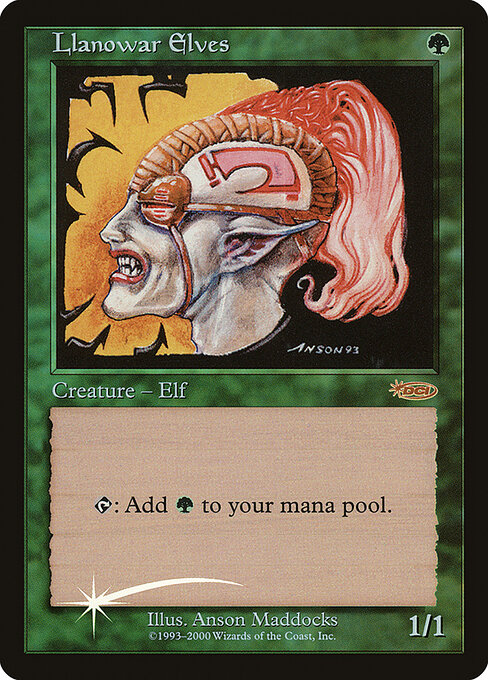Llanowar Elves — Friday Night Magic 2000 #11, art by Anson Maddocks