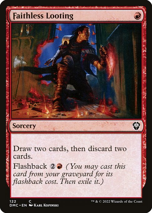 Faithless Looting — Dominaria United Commander #122, art by Karl Kopinski