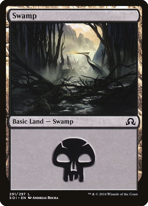 Swamp — Shadows over Innistrad #291, art by Andreas Rocha