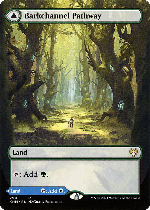 Barkchannel Pathway // Tidechannel Pathway — Kaldheim #290, art by Grady Frederick