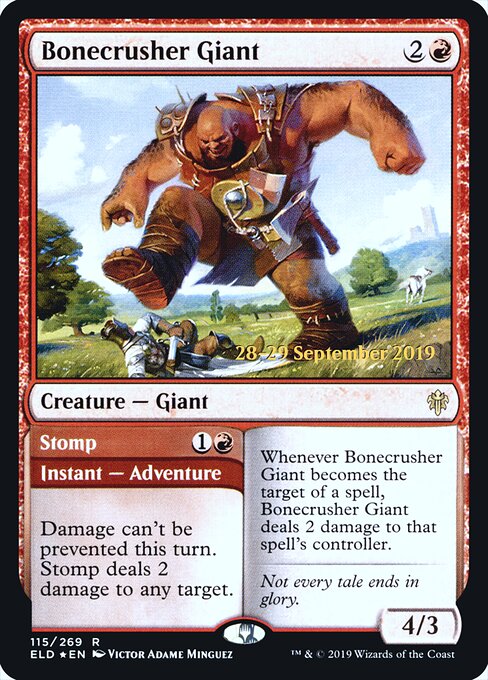 Bonecrusher Giant // Stomp — Throne of Eldraine Promos #115s, art by Victor Adame Minguez