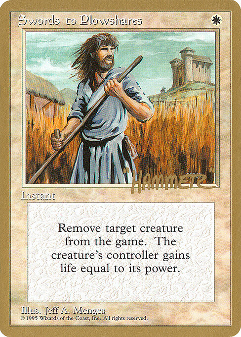 Swords to Plowshares — Pro Tour Collector Set #shr52, art by Jeff A. Menges