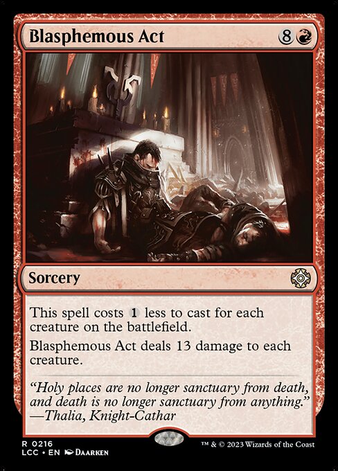 Blasphemous Act — The Lost Caverns of Ixalan Commander #216, art by Daarken