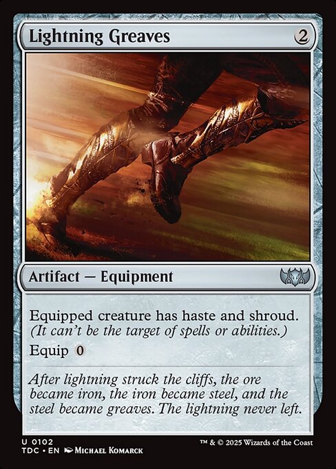 Lightning Greaves — Tarkir: Dragonstorm Commander #102, art by Michael Komarck