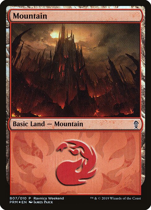 Mountain — RNA Ravnica Weekend #B07, art by James Paick