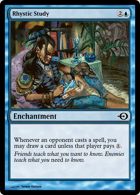 Rhystic Study — Magic Online Promos #47975, art by Terese Nielsen