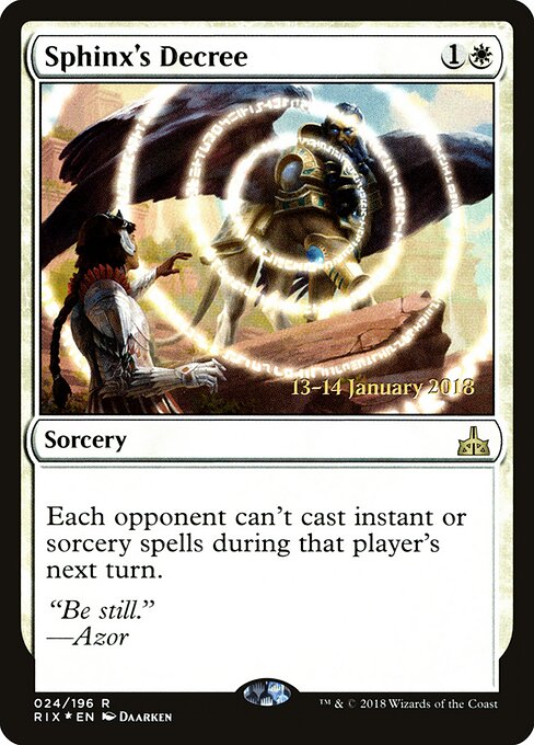 Sphinx's Decree — Rivals of Ixalan Promos #24s, art by Daarken