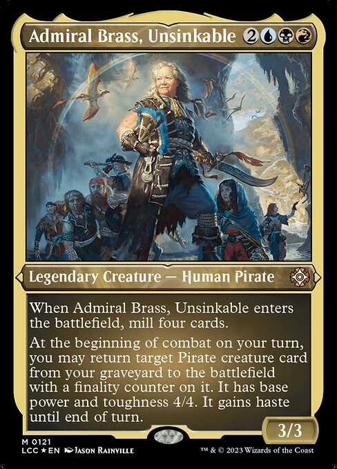 Admiral Brass, Unsinkable — The Lost Caverns of Ixalan Commander #121, art by Jason Rainville