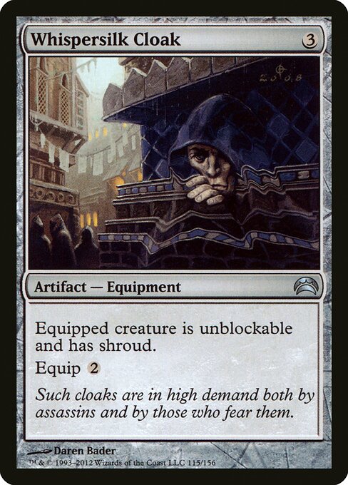 Whispersilk Cloak — Planechase 2012 #115, art by Daren Bader