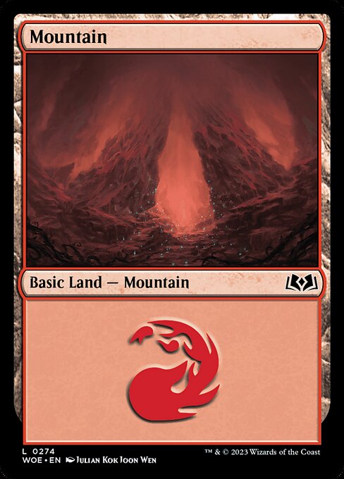 Mountain — Wilds of Eldraine #274, art by Julian Kok Joon Wen
