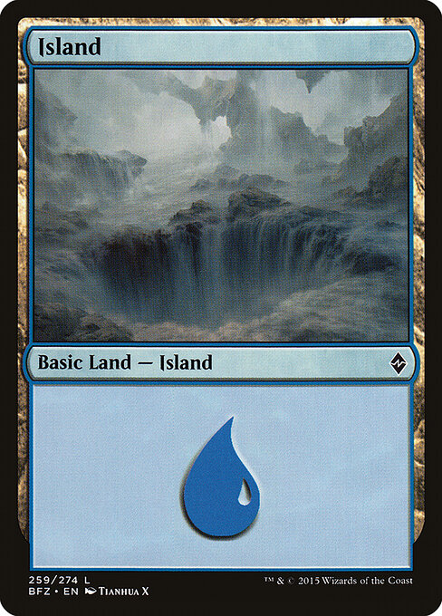 Island — Battle for Zendikar #259a, art by Tianhua X