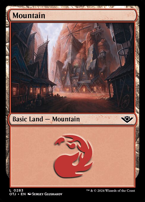 Mountain — Outlaws of Thunder Junction #283, art by Sergey Glushakov
