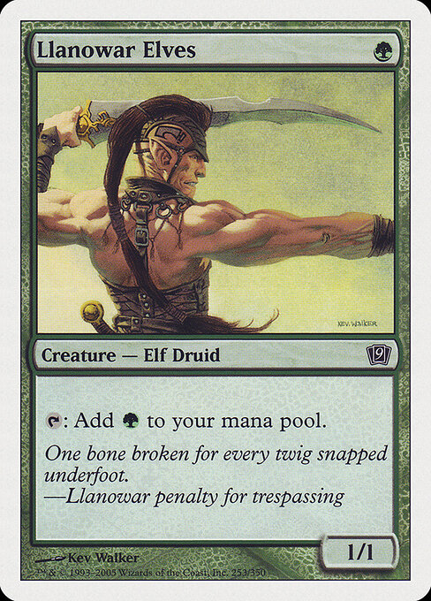 Llanowar Elves — Ninth Edition #253, art by Kev Walker
