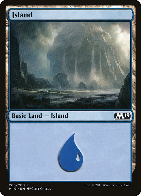 Island — Core Set 2019 #265, art by Cliff Childs