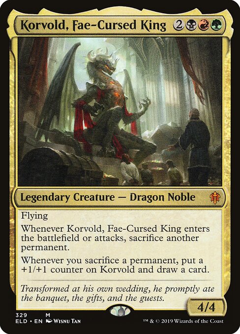 Korvold, Fae-Cursed King — Throne of Eldraine #329, art by Wisnu Tan