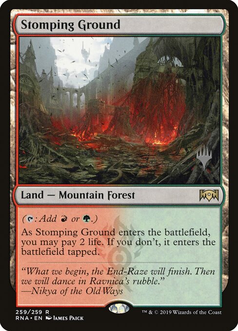 Stomping Ground — Ravnica Allegiance Promos #259p, art by James Paick