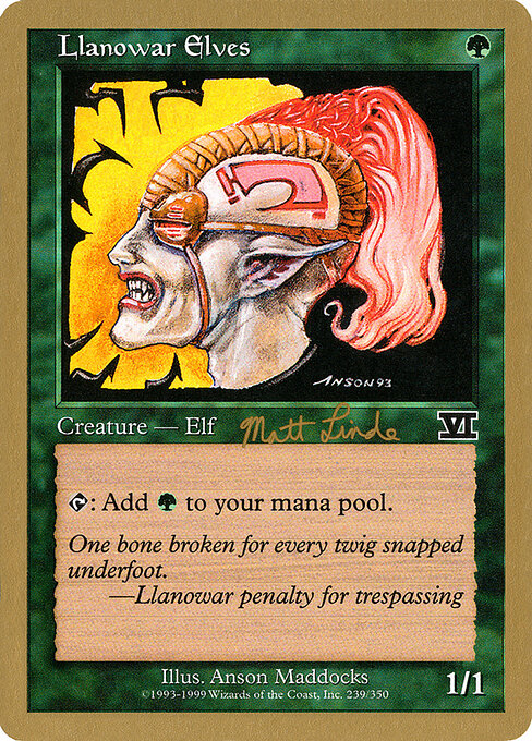 Llanowar Elves — World Championship Decks 1999 #ml239, art by Anson Maddocks