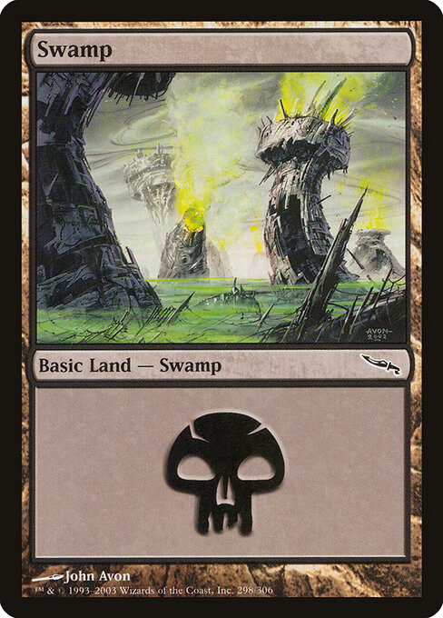 Swamp — Mirrodin #298, art by John Avon