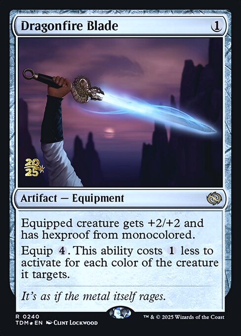 Dragonfire Blade — Tarkir: Dragonstorm Promos #240s, art by Clint Lockwood