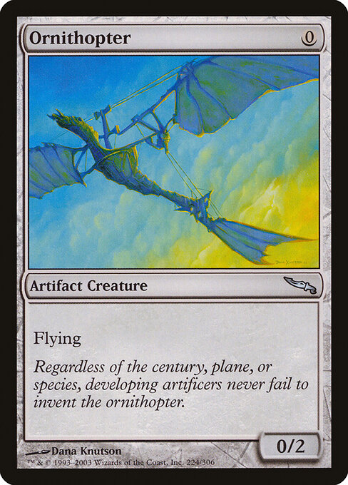 Ornithopter — Mirrodin #224, art by Dana Knutson