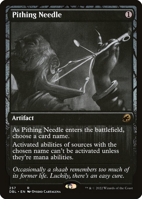 Pithing Needle — Innistrad: Double Feature #257, art by Ovidio Cartagena