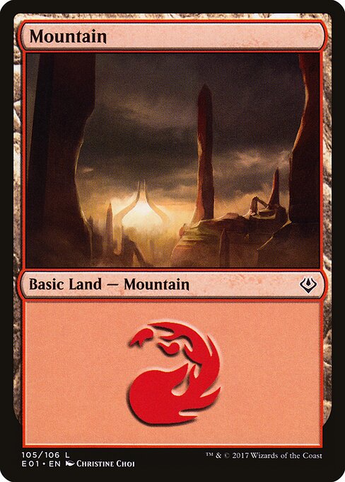 Mountain — Archenemy: Nicol Bolas #105, art by Christine Choi