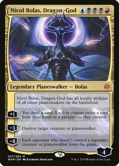 Nicol Bolas, Dragon-God — War of the Spark #207, art by Raymond Swanland