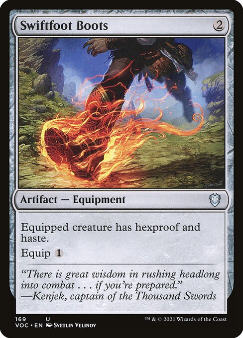 Swiftfoot Boots — Crimson Vow Commander #169, art by Svetlin Velinov