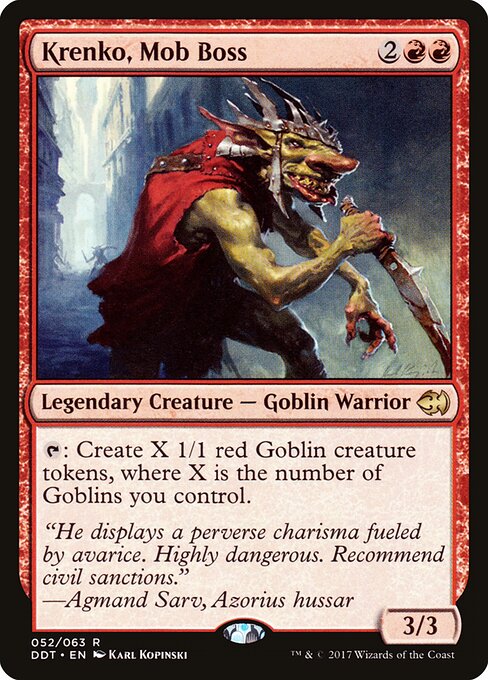 Krenko, Mob Boss — Duel Decks: Merfolk vs. Goblins #52, art by Karl Kopinski