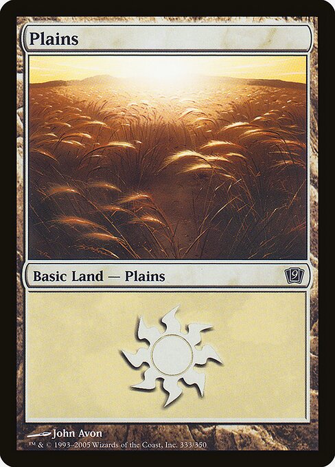 Plains — Ninth Edition #333★, art by John Avon