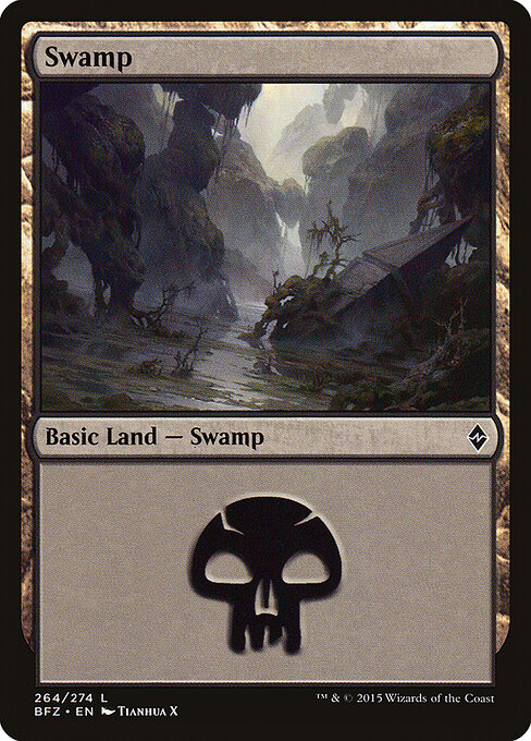 Swamp — Battle for Zendikar #264a, art by Tianhua X