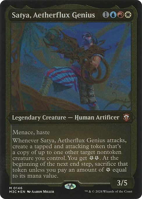 Satya, Aetherflux Genius — Modern Horizons 3 Commander #146, art by Aaron Miller