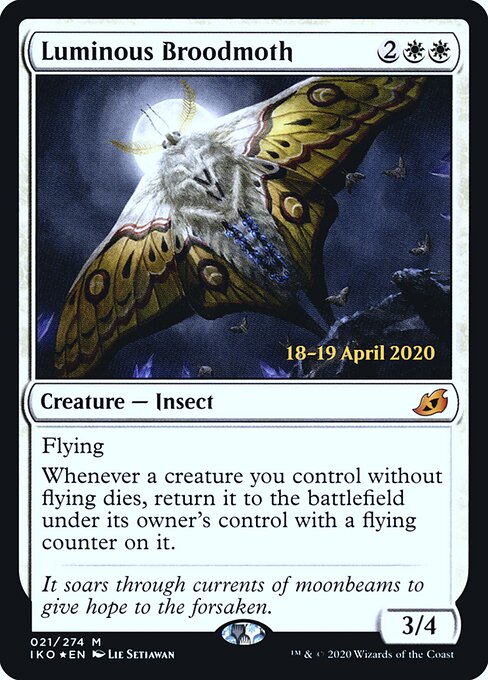 Luminous Broodmoth — Ikoria: Lair of Behemoths Promos #21s, art by Lie Setiawan