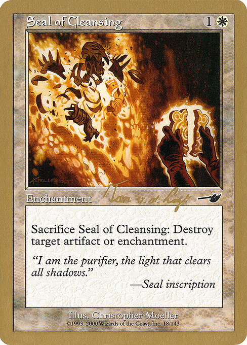 Seal of Cleansing — World Championship Decks 2000 #tvdl18, art by Christopher Moeller