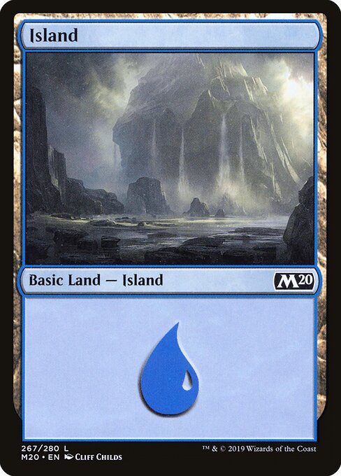 Island — Core Set 2020 #267, art by Cliff Childs