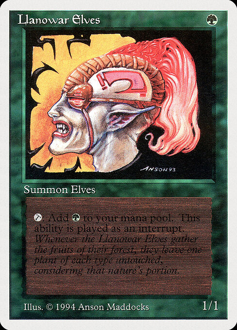 Llanowar Elves — Summer Magic / Edgar #211, art by Anson Maddocks