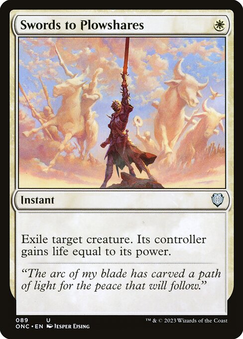 Swords to Plowshares — Phyrexia: All Will Be One Commander #89, art by Jesper Ejsing