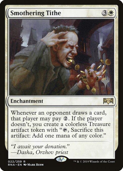 Smothering Tithe — Ravnica Allegiance Promos #22p, art by Mark Behm
