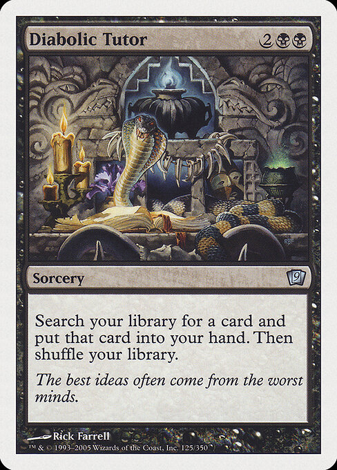 Diabolic Tutor — Ninth Edition #125, art by Rick Farrell