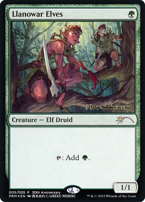 Llanowar Elves — 30th Anniversary History Promos #5, art by Areku Nishiki