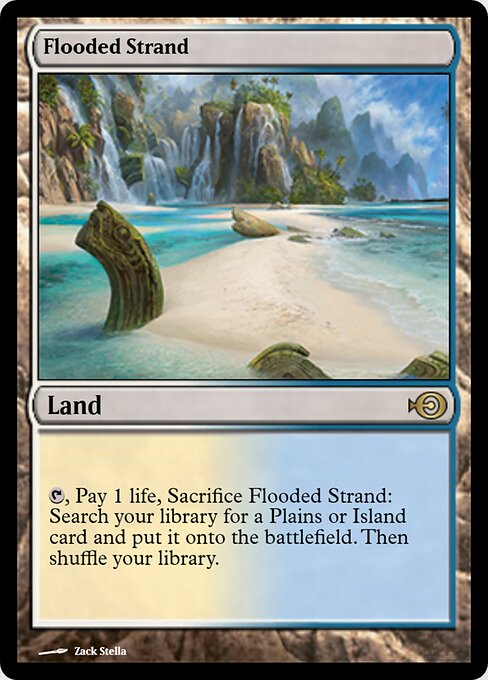 Flooded Strand — Magic Online Promos #69252, art by Zack Stella