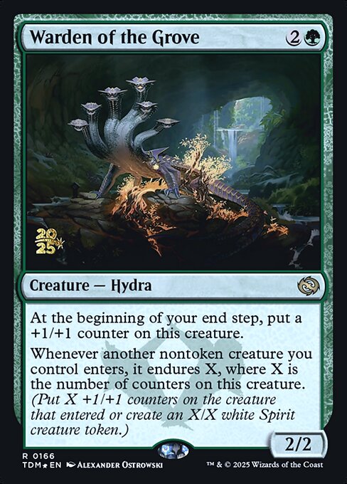 Warden of the Grove — Tarkir: Dragonstorm Promos #166s, art by Alexander Ostrowski