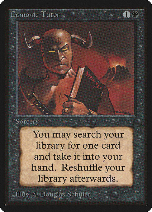 Demonic Tutor — Limited Edition Beta #105, art by Douglas Shuler