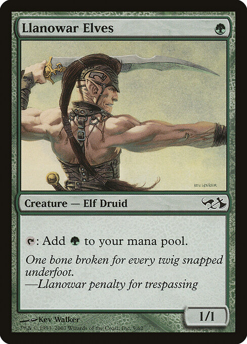 Llanowar Elves — Duel Decks: Elves vs. Goblins #9, art by Kev Walker