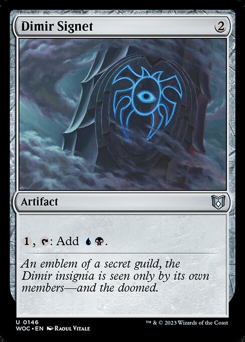 Dimir Signet — Wilds of Eldraine Commander #146, art by Raoul Vitale