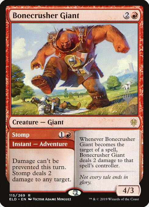 Bonecrusher Giant // Stomp — Throne of Eldraine Promos #115p, art by Victor Adame Minguez